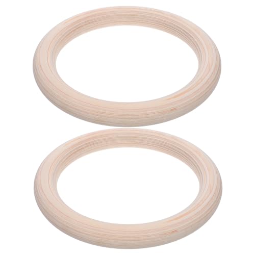 Wooden Gymnastic Rings 2pcs Set with Adjustable Straps for Pull up Exercise Home Workout Full Body Strength Training and Indoor Suspension Fitness Equipment