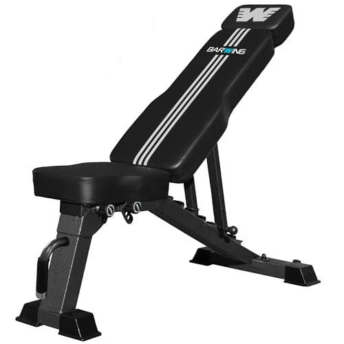 BARWING Adjustable Weight Bench Workout Bench, 1000/1300 LBS Heavy Duty Incline Decline Bench for Home Gym, Easy Assembly Foldable Training Lifting Bench - color: Matte Black
