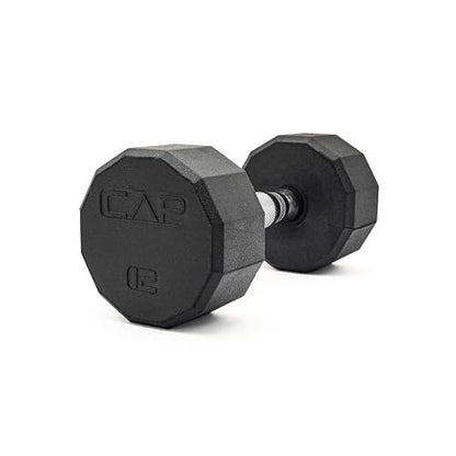 CAP Rubber Coated Dumbbell Weights, Free Weights for Home Gym Strength Training, Anti-Roll Hex Dumbbells with Black, Chrome & Comfort Grip Handles, Singles - size: 12 lb, style: 12-Sided - Chrome Handle