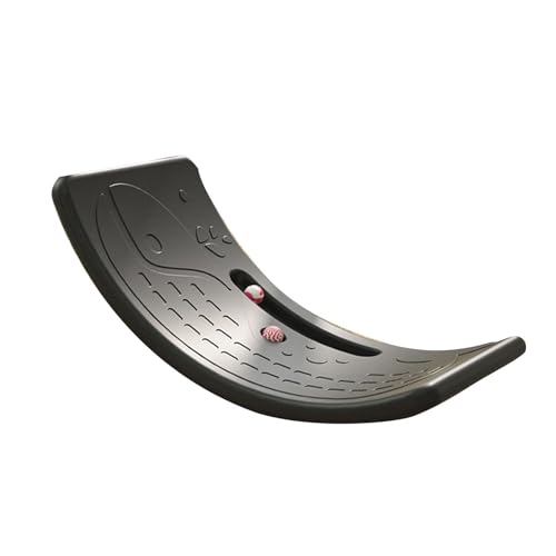 Rocker Board Plastic Load Bearing 110lb Wobble Board for Exercise Indoor - color: Black