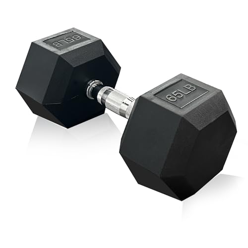 Rubber Hex Dumbbell, Multiple Weight Options 15-550 lbs - color: 65LB
