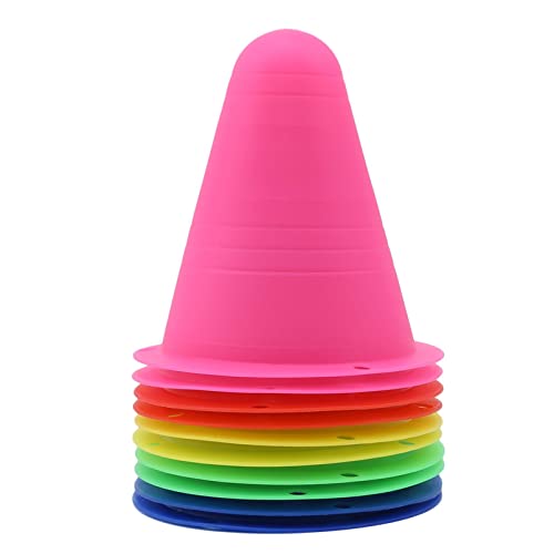 10pcs 3 Inch Plastic Sports Training Cones, Field Marker Roller Skating Cones Basketball Football Activity Events Props,Five Colors Uniform Color Mixing