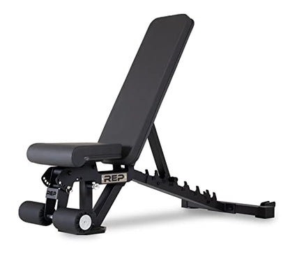 Rep Fitness Adjustable Bench – AB-3000 FID – Flat/Incline/Decline - color: Metallic Black