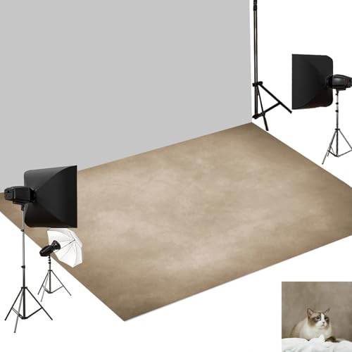 Kate 5x4ft Warm Beige Vintage Photography Rubber Floor Mat, Non-Slip Non-Reflective Floor Drop for Newborn Baby Portrait & Studio Photography, Washable Reusable Backdrop Floor Mat - color: Brown, size: 5x4ft