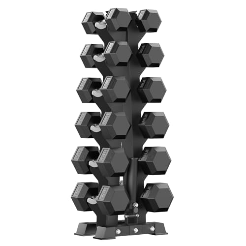 PAPABABE Hex Dumbbell Sets with Rack, 100-600lb Rubber Coated Dumbbell Weight Set and Storage Rack, Multiple Options Hand Weights for Strength Training - style: 450lb Set (Pair of 25, 30, 35, 40, 45, 50lb)