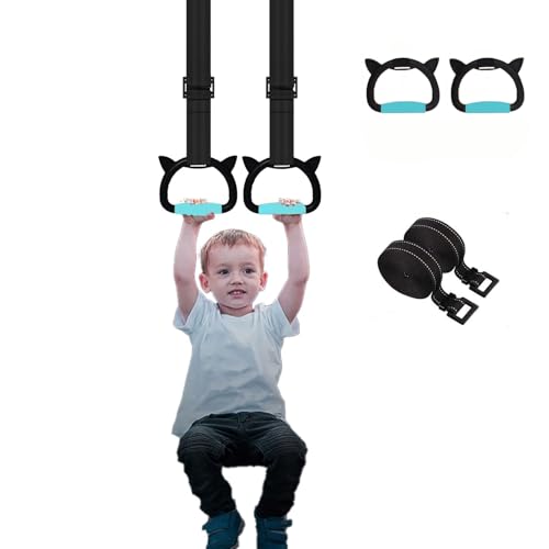 New Professional Gymnastic Rings,Both for Adults and Kids,Support 550 LBS,Home Fitness Equipment,Indoor and Outdoor Pull-up Bar for Stretching and Height Increase,with Adjustable Straps - color: Blue