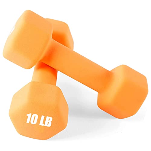 Portzon Weights Dumbbells 10 Colors Options Compatible Fitness Neoprene Dumbbell Weight Pairs with Anti-Roll Square Head Hand Weights, Exercise Free Weights for Home Gym