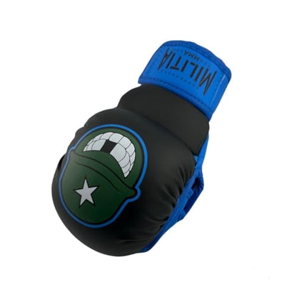 Milita MMA - 7oz MMA Sparring and Training Gloves, Open Palm, Men & Women & Children, Kickboxing, Boxing Mauy Thai, Hybrid MMA Grappling, Padded Fingerless Gloves - color: Blue & Green, size: Small
