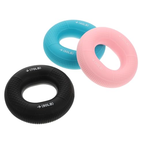 MAGICLULU 3pcs Silicone Finger Exerciser Hand Grip Strength Trainer Rings Dual Resistance 20-80 Lbs for Finger Rehabilitation and Muscle Training, Fitness Hand Gripper Set for Home Gym