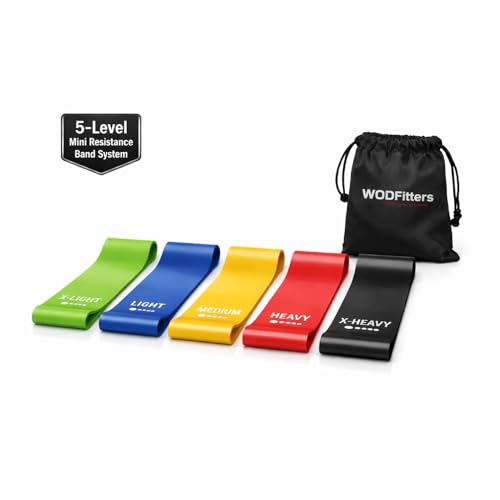 WODFitters Mini Bands Set for Women - 5 Exercise Workout Resistance Bands - Exercise Loops - Workout Flexbands for Stretching, Physical Therapy, Rehab, Home Fitness and Muscle Activation