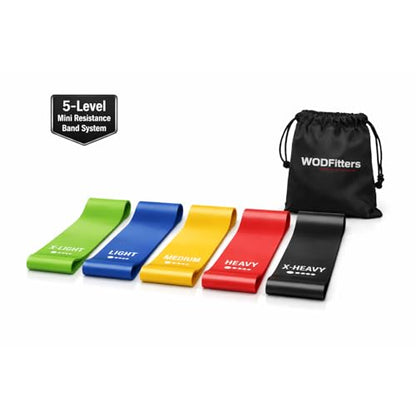 WODFitters Mini Bands Set for Women - 5 Exercise Workout Resistance Bands - Exercise Loops - Workout Flexbands for Stretching, Physical Therapy, Rehab, Home Fitness and Muscle Activation