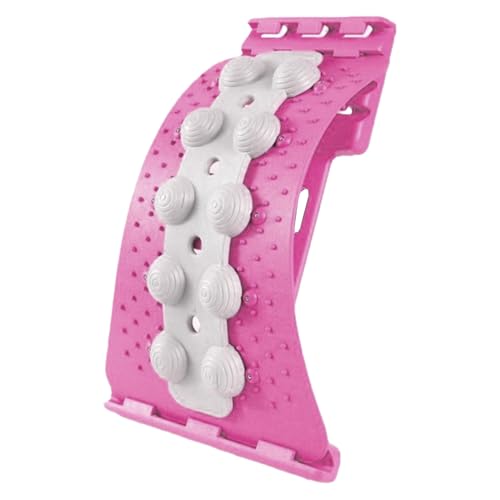 4-Level Adjustable Back Stretcher Device | Built-in Massage Point with Guide Design | Convenient Lumbar Traction Backs Stretcher for Correction Muscle Exercise Spinal Neck Nerve Yoga - color: Rose