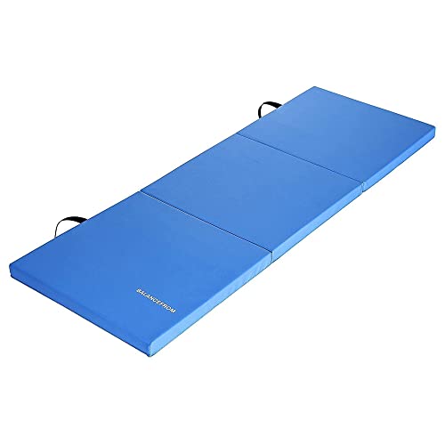BalanceFrom 2-Pack 6x2 Feet 3-Panel Folding Gymnastics Mat, Blue – 2-Inch Thick Pad with Vinyl Surface and Carrying Handles for Tumbling, Yoga, Pilates, Home Workouts, and Martial Arts