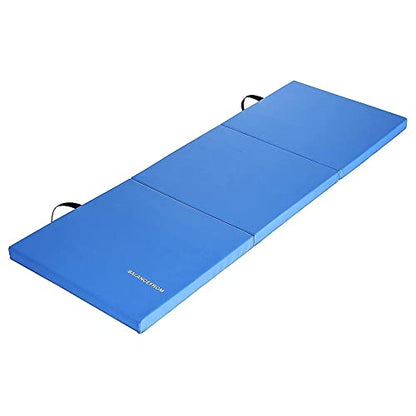 BalanceFrom 2-Pack 6x2 Feet 3-Panel Folding Gymnastics Mat, Blue – 2-Inch Thick Pad with Vinyl Surface and Carrying Handles for Tumbling, Yoga, Pilates, Home Workouts, and Martial Arts