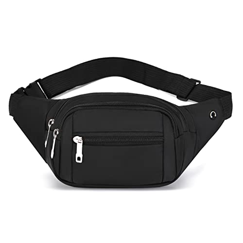 Crossbody Fanny Pack for Men&Women,Large Waist Bag & Hip Bum Bag with Adjustable Strap for Outdoors Workout Traveling Casual Running Hiking Cycling - color: Black Pure