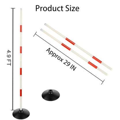 Red-White Soccer Agility Pole Set Rubber Base Dribbling Stick Traffic Warning Sign Pole Multifunctional Training Pole - color: Pack of 6, style: 4.9 FT