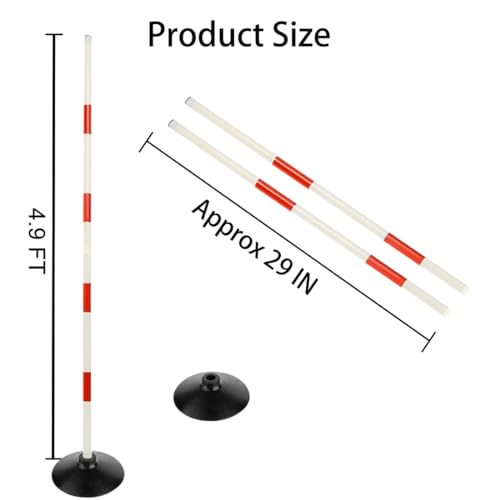 Red-White Soccer Agility Pole Set Rubber Base Dribbling Stick Traffic Warning Sign Pole Multifunctional Training Pole - color: Pack of 12, style: 4.9 FT