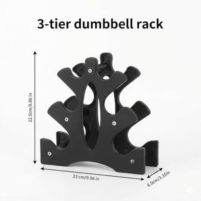 Dumbbell Rack Stand - 3 Tier Compact Weight Storage Organizer for Small Hand Weights, Neoprene & Vinyl Dumbbells - Portable Heavy Duty PP Plastic Weight Holder for Home Gym, Office, Exercise,9x8.8x3.3in (Dumbbells Not Included)