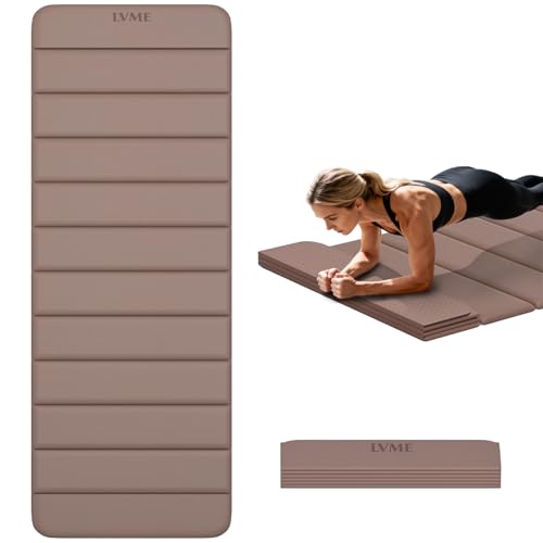Foldable Yoga Mat,Thickened,0.4"Thick (10mm）,76"x26" | 12-Fold Design,SGS Certified TPE,Non-Slip & No Smell,Ultra Portability,For Yoga,Gym,Pilates,Home Workouts - color: Oak Brown