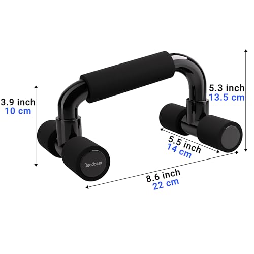 READAEER Push Up Bars Gym Exercise Equipment Fitness 1 Pair Pushup Handles with Cushioned Foam Grip and Non-Slip Sturdy Structure Push Up Bars for Men & Women - color: Black