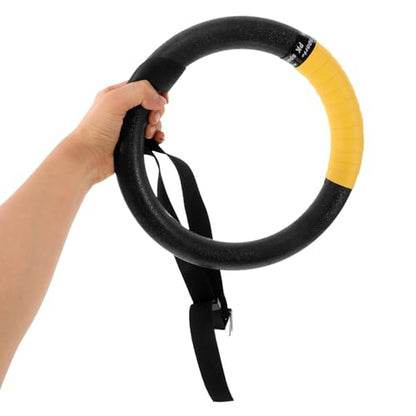 TEHAUX 1 Pair Gymnastic Rings with Adjustable Straps Home Gym Exercise Pull up Rings for Strength Training and Bodyweight Workout for Indoor and Outdoor Calisthenics