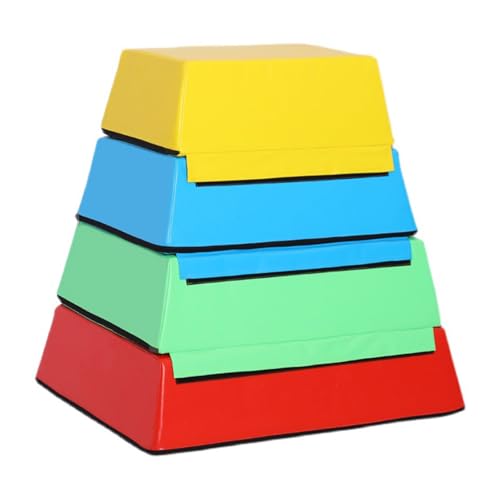 Kids Jumping Boxes for Training, 4 in 1 Soft Plyo Box, High-Density EPE Foam Core - Non-Slip & Easy-to-Clean PVC Leather Cover for Home Gym Outdoor Exercise(Color:Set B1) - color: Set B1