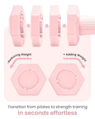 Adjustable Dumbbell Set, 4-in-1 Hand Weights, 5/6 LB Pair for Women Men - color: Pink, style: 10 lbs Pair [5 lbs Each]