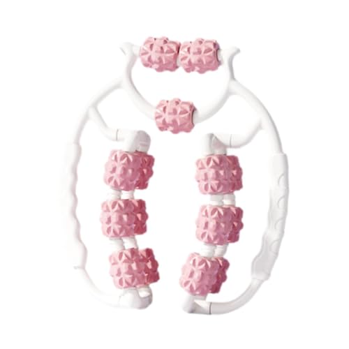 Massage Roller for Legs Foam Roll 15 Wheels Portable Exercise 360 ° Deep Tissue Massage Tool for Gym Physics, Pink - color: Pink