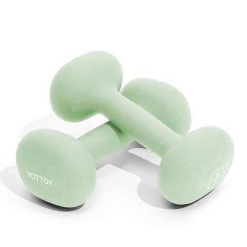 YOTTOY Dumbbell Set of 2,2-15 Pound Hand Weights for Women, Non-Slip Hand Weights for Home Gym, Strength Training, and Full-Body Workouts - color: Green, size: 3LB-Pair