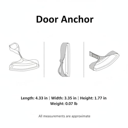 Door Anchor for Resistance Bands, PP Plastic Attachment with Foam Padding and Metal D-Ring (1 PC)
