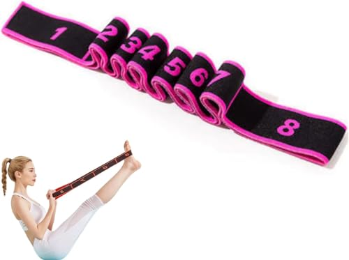 Fitness Resistance Band for Stretching and Yoga, Number Stretch Resistance Band with Clear Markings, 8-Section Elastic Training Bands for Yoga, Stretching, Pilates, Fitness - color: Rose Pink