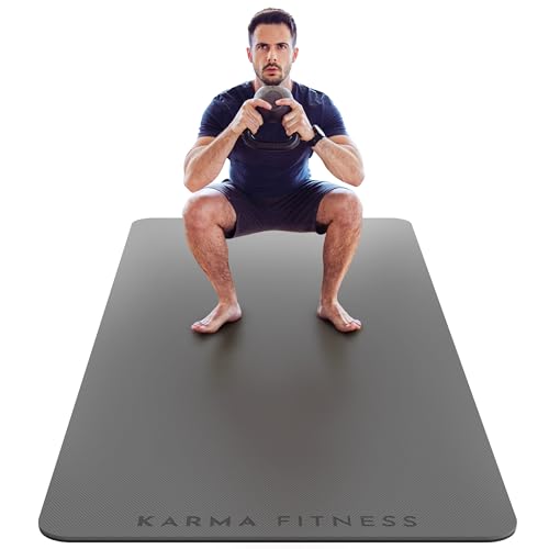 Large Workout Mat - 10mm Extra Thick Exercise Mat & Wide Yoga Mat, 72"x32" - color: Grey