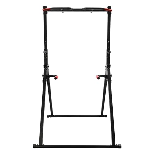 Foldable Power Tower Dip Station Pull Up Bar, Adjustable Multifunction Power Tower Dip Bar Station, Workout Pull Up Tower Station Gym Strength Training Equipment, Support 440LBS