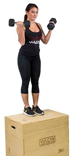 VULCAN 3-in-1 Wooden Plyo Box – Durable Ashwood Plyometric Jump Box for Home Gym and Commercial Training | Safe, Stable & Versatile for Box Jumps, Step-Ups, HIIT and Cross-Training Workouts