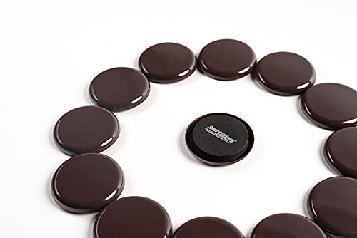 Super Sliders 2-1/2" Round Reusable Furniture Sliders for Carpet, Anti-Slip Protective Furniture Moving Pads for Beds, Sofas, Dressers, Set of 8, Brown
