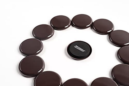 Super Sliders 2-1/2" Round Reusable Furniture Sliders for Carpet, Anti-Slip Protective Furniture Moving Pads for Beds, Sofas, Dressers, Set of 8, Brown