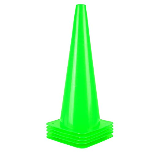 [5 Pack] 18 inch Traffic Cones, Safety Road Parking Cones,Agility Field Marker Cones for Soccer Basketball Football Drills Training, Outdoor Sport Activity & Festive Events– (5 Color Options)
