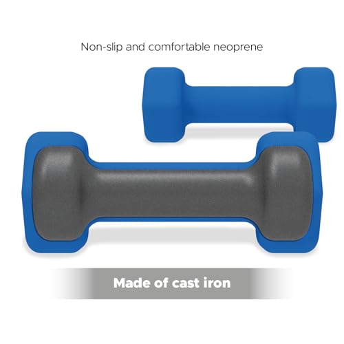 FUXION Neoprene Dumbbell Hand Weights, Sets of 2 with Multiple Weight Options, Hexagon Non-Slip Weights for Home Gym Yoga Pilates Workout