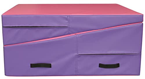 PRISP Folding Incline Gym Mat - Extra Long 71 x 28 x 14 in Wedge Gymnastics Tumbling Mat for Kids - color: Purple; Pink
