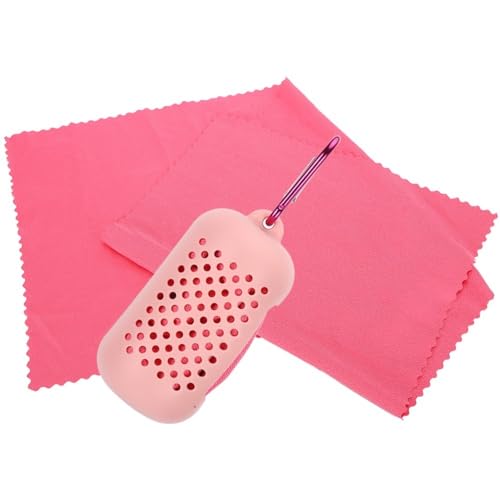 Microfiber Cooling Towel with Silicone Case Breathable and Absorbent Quick-Dry Sport Towel for Gym, Running & Travel(Pink) - color: Pink