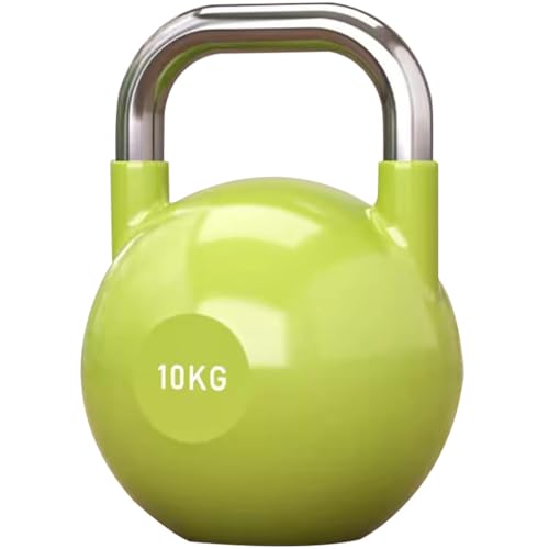 Kettlebell Weights Men's Strength Training Competitive Kettle Bells, Gym Sports Shaping Equipment, Flat Bottom, Swing/Squat/Jerk(Dark green-10kg)