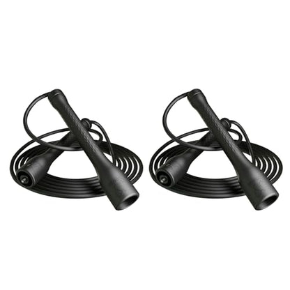 10,000-Drop Unbreakable Jump Rope, 5mm PVC Adjustable Speed Rope with Ergonomic PP Handles for Boxing, HIIT & Home Gym - color: Black+Black