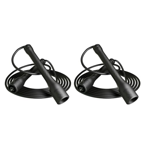 10,000-Drop Unbreakable Jump Rope, 5mm PVC Adjustable Speed Rope with Ergonomic PP Handles for Boxing, HIIT & Home Gym - color: Black+Black