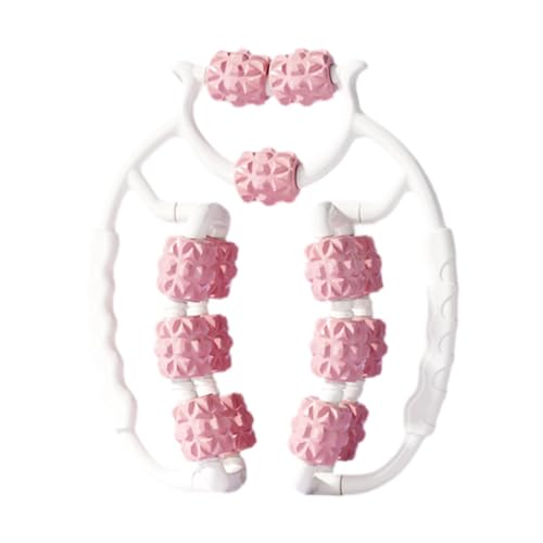 Massage Roller for Legs Foam Roll 15 Wheels Portable Exercise 360 ° Deep Tissue Massage Tool for Gym Physics, Pink - color: Pink