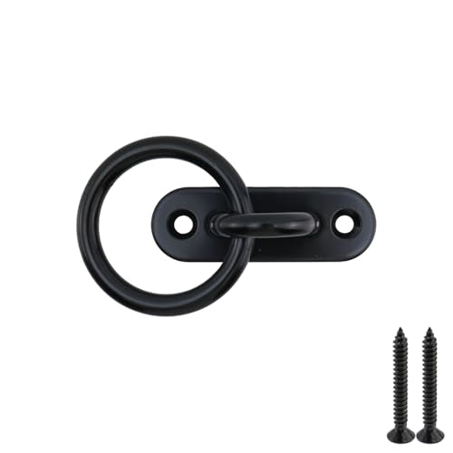 Semetall M6 Black Ceiling-Wall Mount Hook & Pad Eye Plate - 4 Pack 304 Stainless Steel Deck Hardware, Heavy Duty Anchor Rings for Boat Rigging, Yoga Swings, Hammocks & Marine Suspension(Oval) - size: M6 - Oval