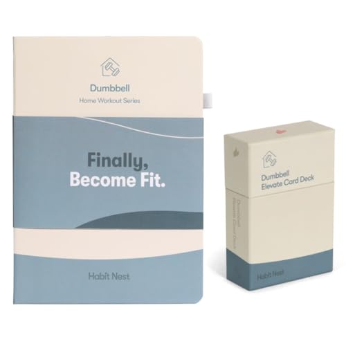 Dumbbell Transformation Journal & Elevate Exercise Cards Home Workout - style: Hardcover Journal, and Exercise Cards