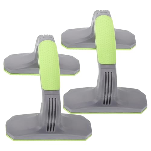 VALICLUD Pushup Bars Pushup Handles with Anti-slip Soft Plastic Grips and Non-slip Base, Portable Home Fitness Equipment for Strength Training and Floor Workout (gray + Green, 1 Pair)
