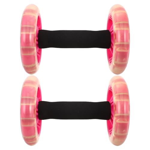 1 Pair Ab Wheel Exercise Roller: Dual-Wheel Fitness Roller for Core and Abdominal Training - Compact Home Gym Workout Equipment for Men Women, Beginners - color: Pink