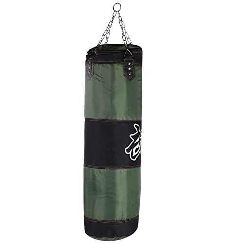 Empty Training Boxing Sandbag Hook Kick Punching Bag for Karate Fight Practice with Chain and Zipper Seal - color: Green, size: 1.2m / 3.9ft