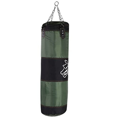Empty Training Boxing Sandbag Hook Kick Punching Bag for Karate Fight Practice with Chain and Zipper Seal - color: Green, size: 1.2m / 3.9ft